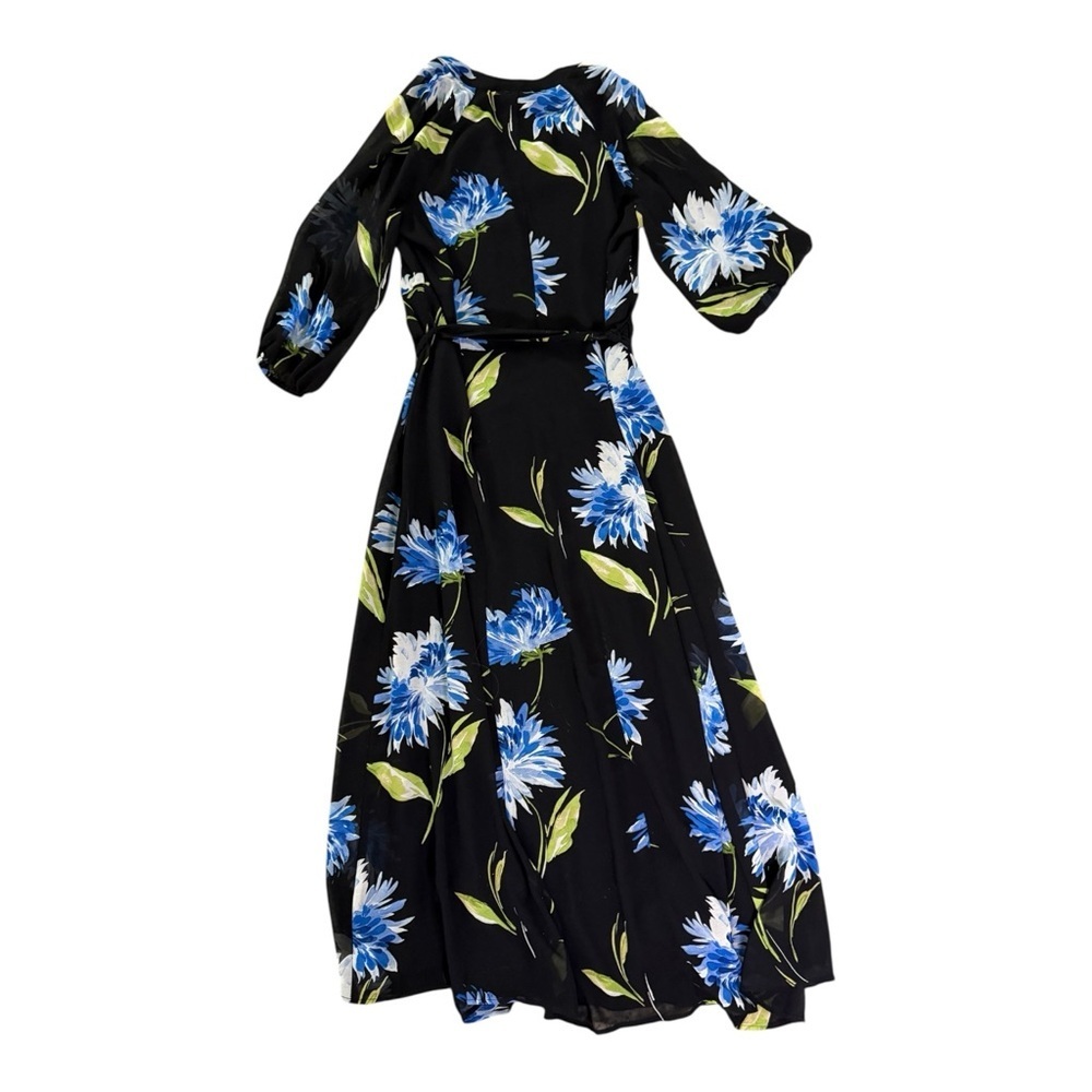 Vince Camuto Rich Black True Blue Floral Maxi Dress Size Small Romantic Boho NWT - Picture 3 of 5